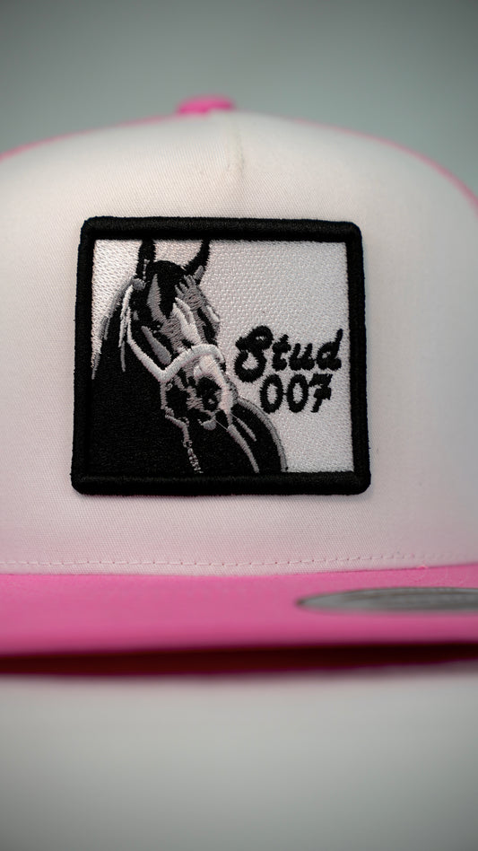 Pink/White Stud 007 Trucker Cap