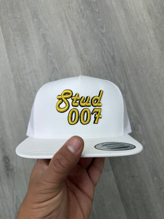 Stud007 White/ Gold lettering Trucker cap