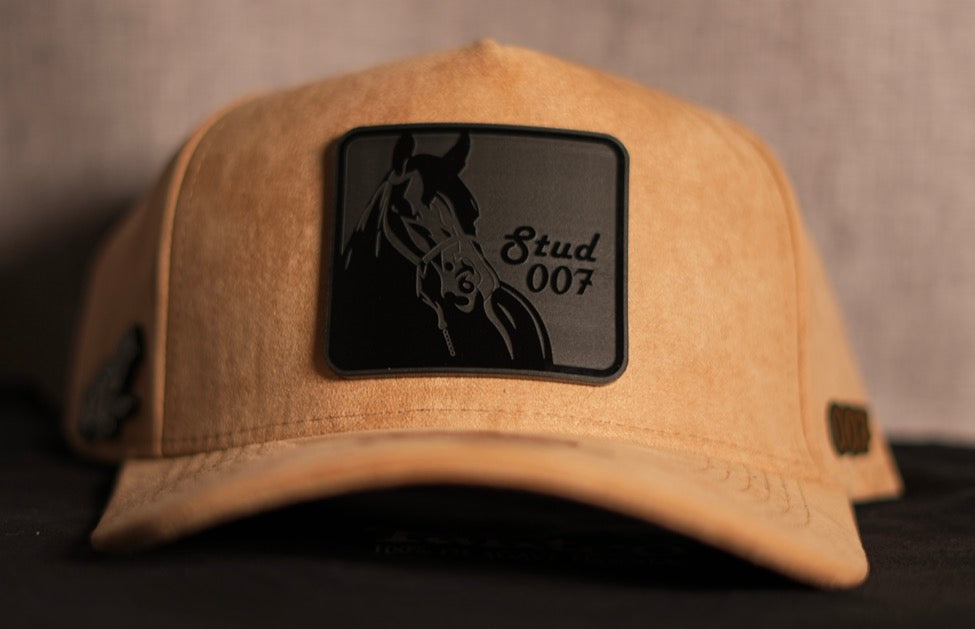 Premium collection Beige suede Stud007 cap with blacked out emblem