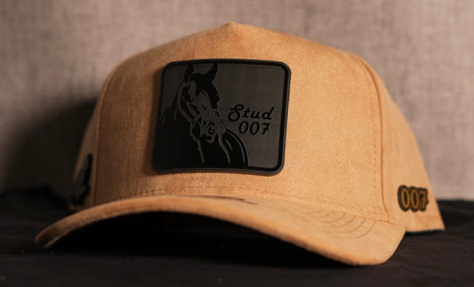 Premium collection Beige suede Stud007 cap with blacked out emblem