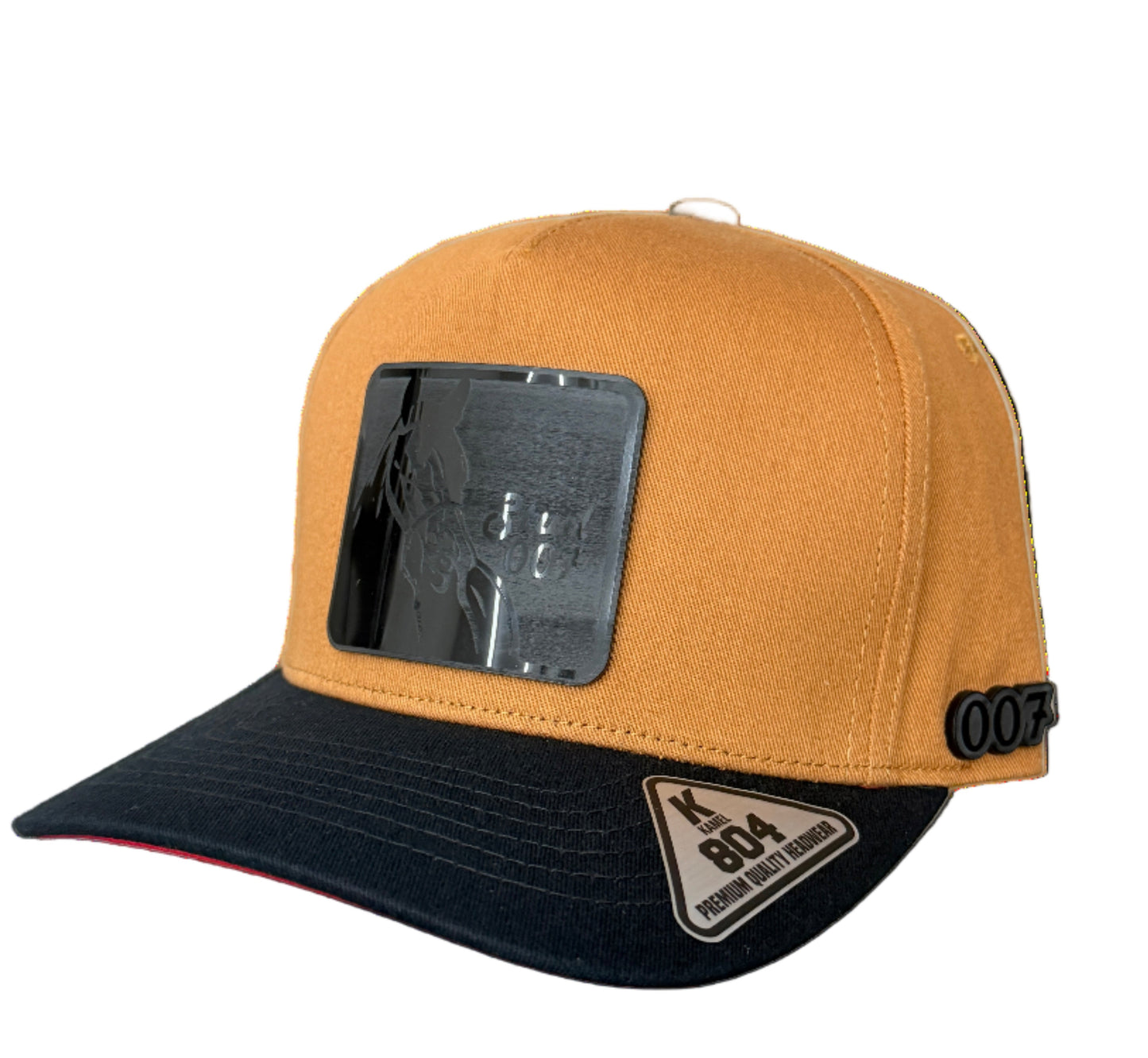 Premium Brown blacked out emblem Stud007 Red bottom Cap