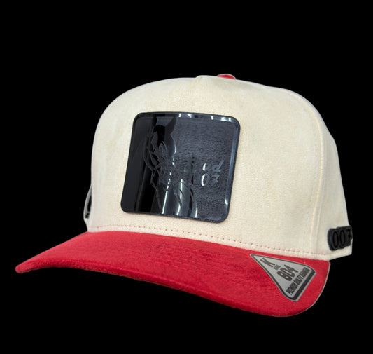 Premium Suede Beige & Red Stud007 Nueva Generación Cap