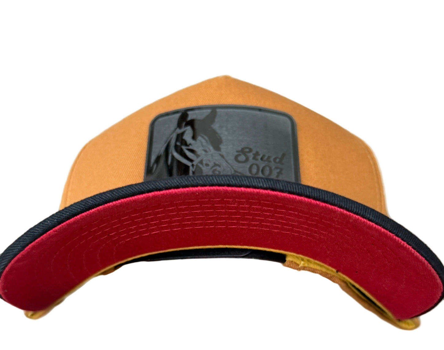 Premium Brown blacked out emblem Stud007 Red bottom Cap