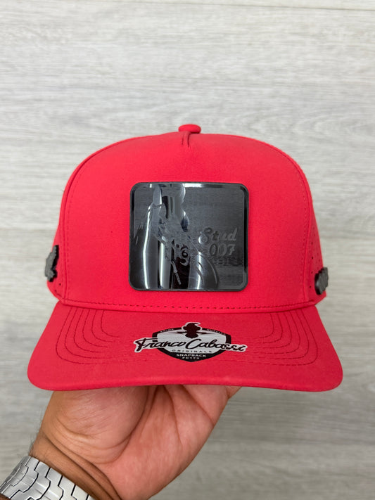Premium Red Stud007 Cap with blacked out emblem