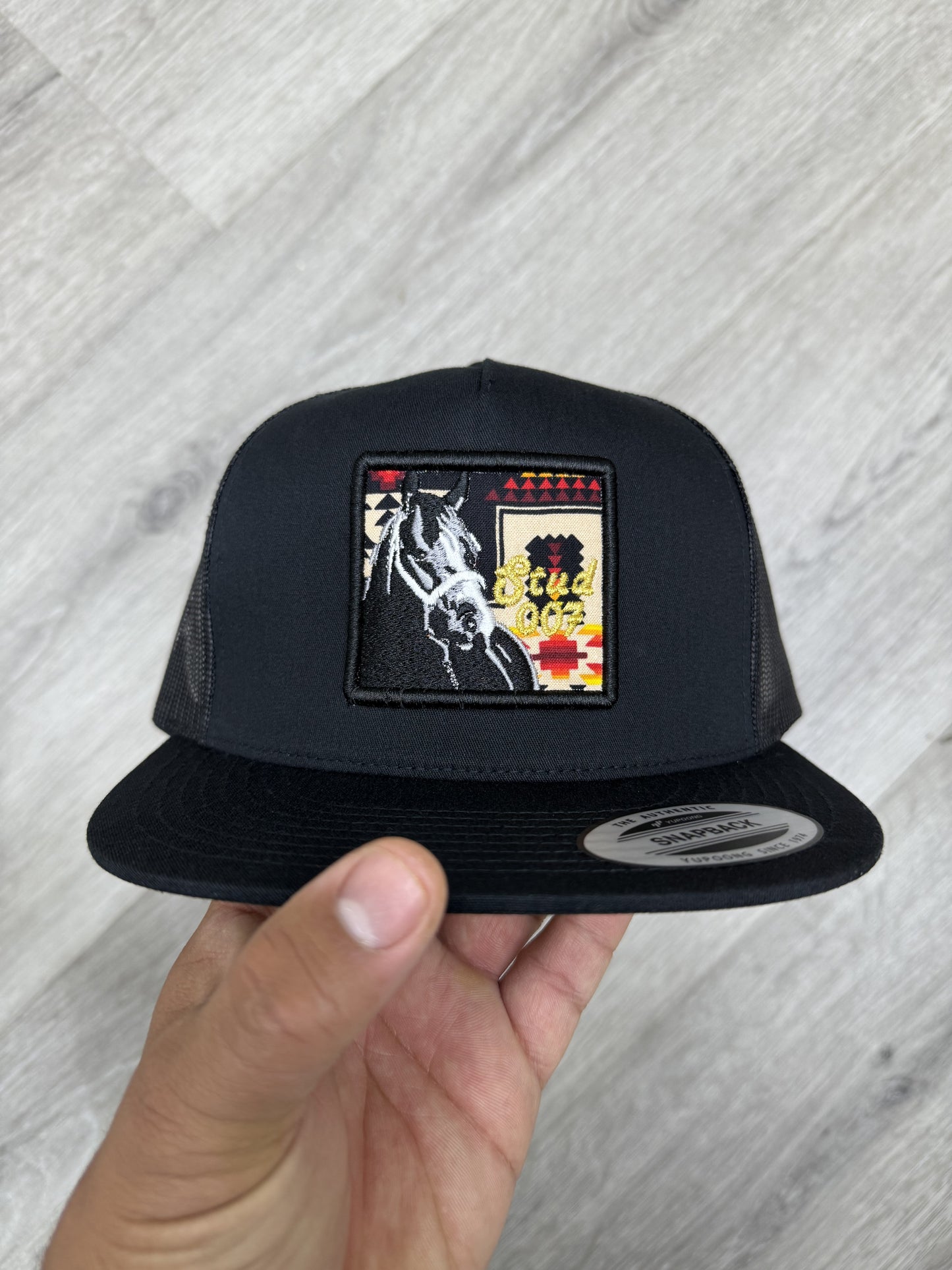 Stud007 Black Western Trucker cap