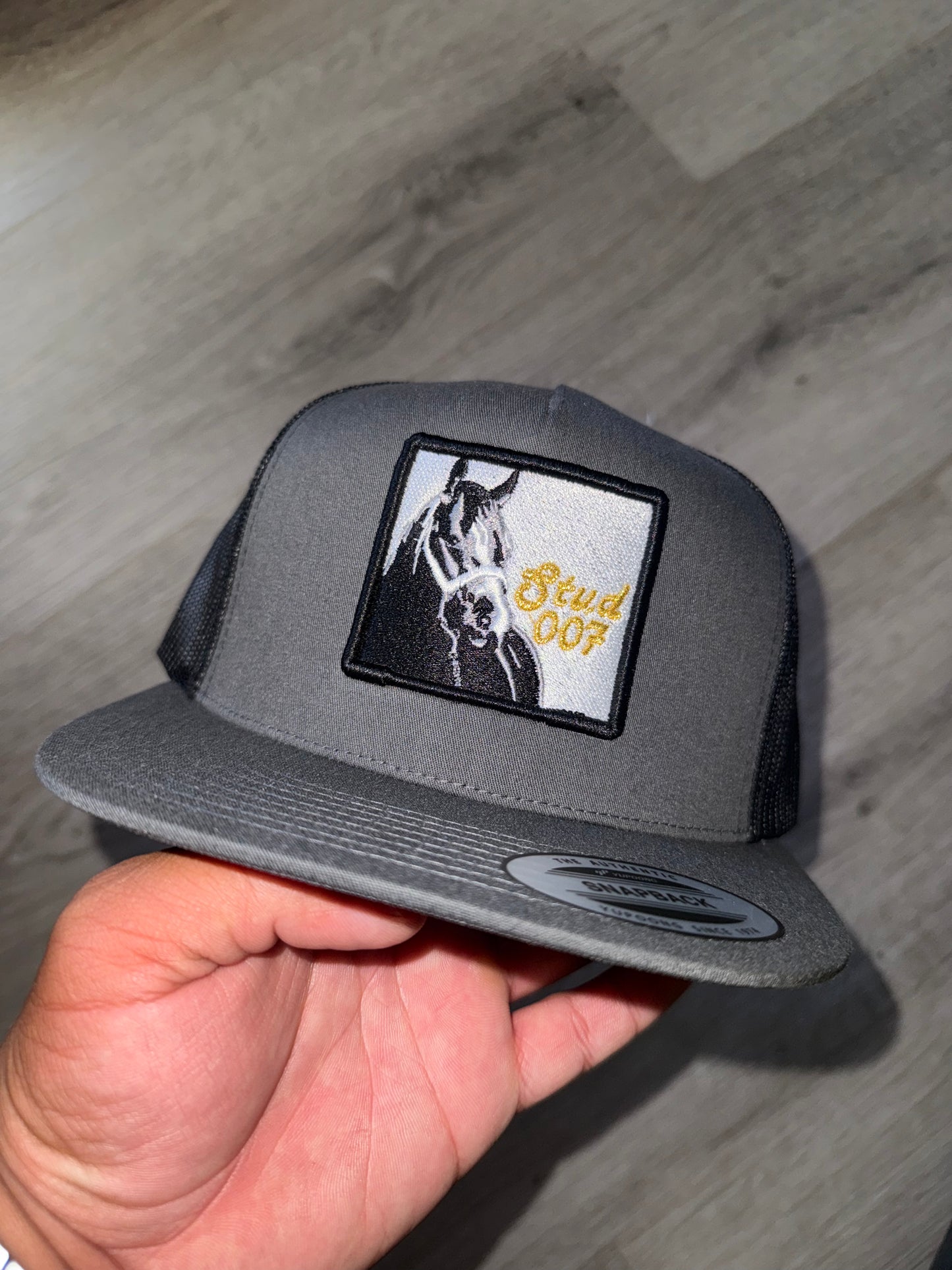 Grey Black Stud007 Trucker Cap